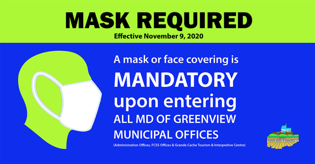 COVID-19 Update: Mandatory Masks or Face Coverings in Greenview Municipal Offices, FCSS, and the Grande Cache Tourism Information Centre