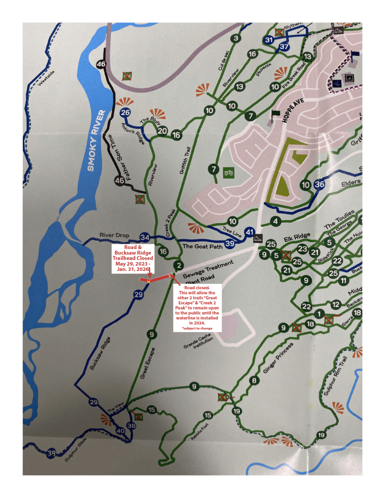 map – sewage treatment plant road and trail closure