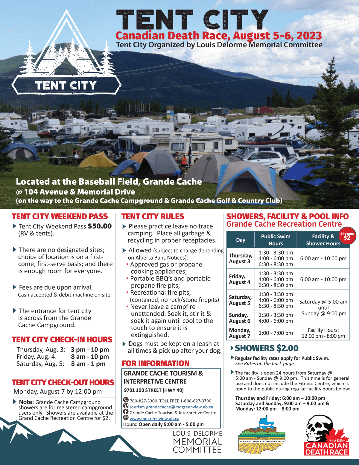 Canadian Death Race Information on Tent City, Showers and Grande