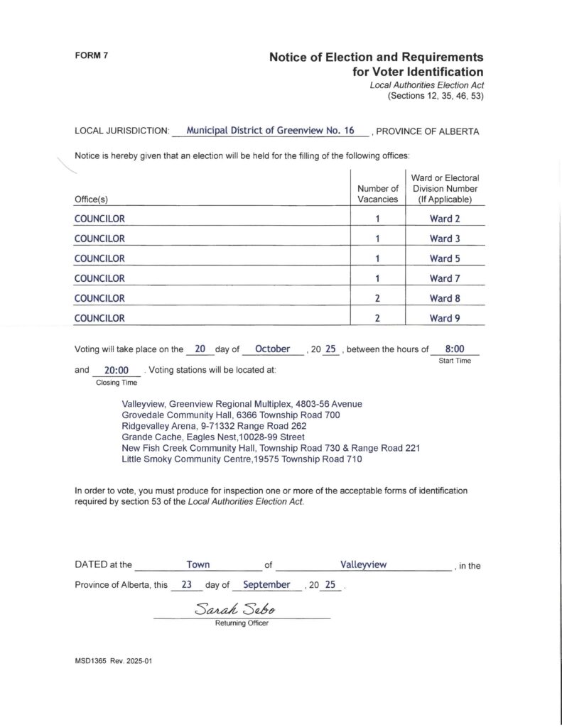 Notice of election 2025 signed