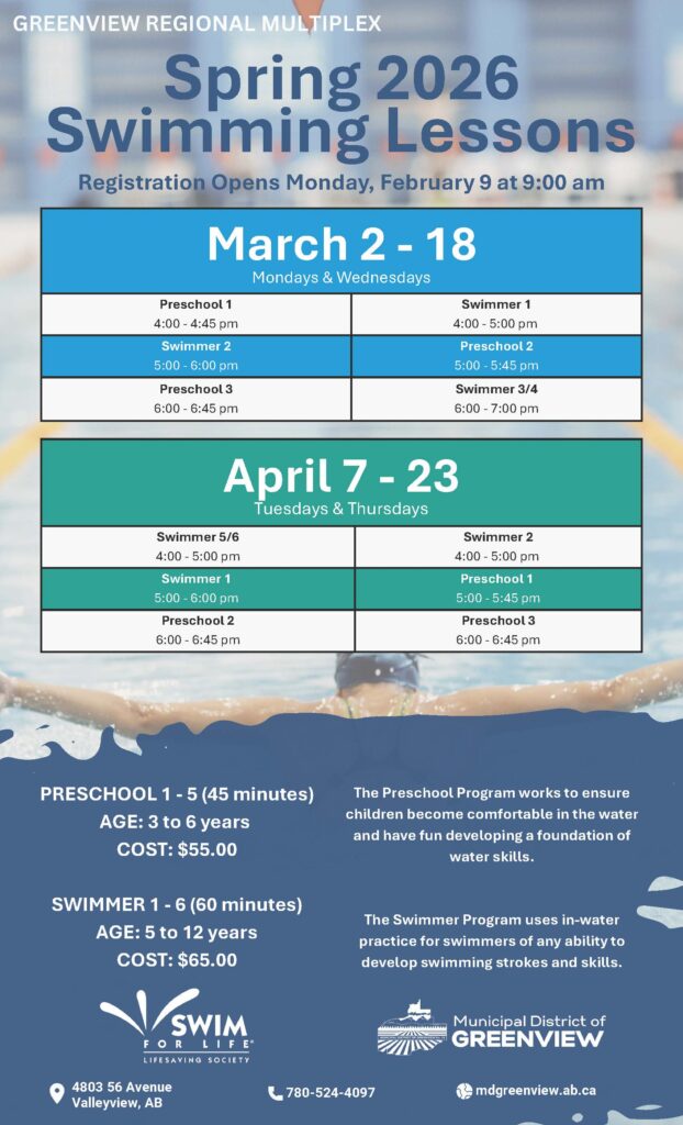 Swimming Lessons - March April 2026 Swimming Lessons March April