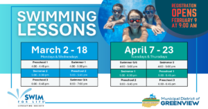 Swimming Lessons March April TV Graphic